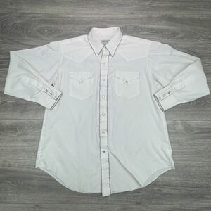 H Bar C Shirt Mens 17 35 White Pearl Snap Ranchwear Rodeo Western Cowboy Farm